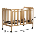 3-In-1 Convertible Crib In Natural, Made Of Sustainable Pinewood, Non-Toxic Finish, Comes With Locking Wheels, Wooden Nursery Furniture