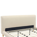Beige Chunky Headboard Bed Frame with Solid Rubberwood Legs, Cal-King by HouseOfZazla