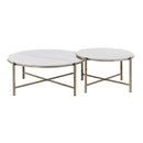 Zaidee Marble Top Nickel Nesting Table Set - White by HouseOfZazla