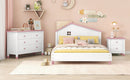 3-Pieces Bedroom Sets Full Size Platform Bed with Nightstand and Storage dresser,White+Pink