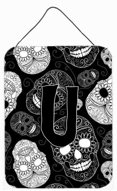 Letter U Day of the Dead Skulls Black Wall or Door Hanging Prints CJ2008-UDS1216