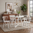 Edo - 5 Piece Dining Set, Trestle Dining Table With 4 Windsor Chairs - White