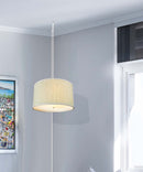 18"W 2 Light Swag Plug-In Pendant  Textured Oatmeal with Diffuser White Cord