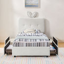 Upholstered Bed With Oversized Rabbit Ear Headboard, LED Lights & 4 Storage Drawers by HouseOfZazla