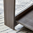 A modern and practical gray textured coffee table,tea table.Double layered coffee table made of MDF material,. Suitable for living room,bedroom and study room. 43.3"x21.6"x16.5" CT-16