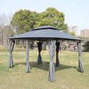 13x10 Ft Outdoor Patio Gazebo Canopy Tent with Ventilated Double Roof and Side Wall