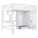 Loft Bed With Bookshelf, Drawers, Desk, And Wardrobe