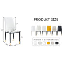 4 Dining Chair Set, White Dining Chair Set, PU Material High Back Seat and Sturdy Black Leg Chair for Dining Room, Kitchen and Living Room c-010