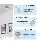 Catalina 19"W 3-Light LED Track Bar Light Fixture Brushed Nickel with Bubble Glass Shades by LampsUSA