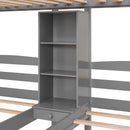 Twin Over Twin & Twin Bunk Bed With Drawers, Staircase Storage, Built In Shelves - Gray by HouseOfZazla