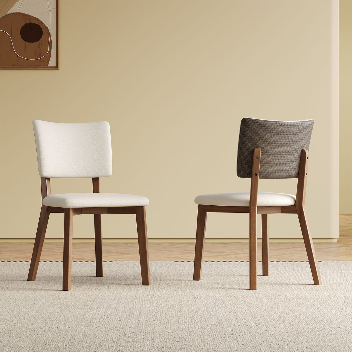 Dining Chair (Set of 2) - White / Deep Walnut, photo 8 of 11