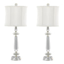 Karat - Contemporary Crystal Table Lamp (Set of 2) - Clear Crystal / Chrome / White Softback