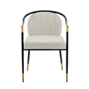 Modern Upholstered Dining Chair With Sleek And Design Fabric And Metal (Set of 2) - Beige / Black