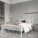 Full Size Unique Flower Sturdy System Metal Bed Frame with Headboard