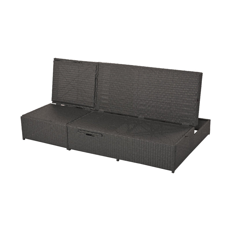 Walker Edison | Wicker Outdoor Double Sunbed Set