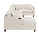 U Shaped Sectional Sofa, Corner Living Room Couch With Built In Cup Holders, Storage, USB Ports by HouseOfZazla
