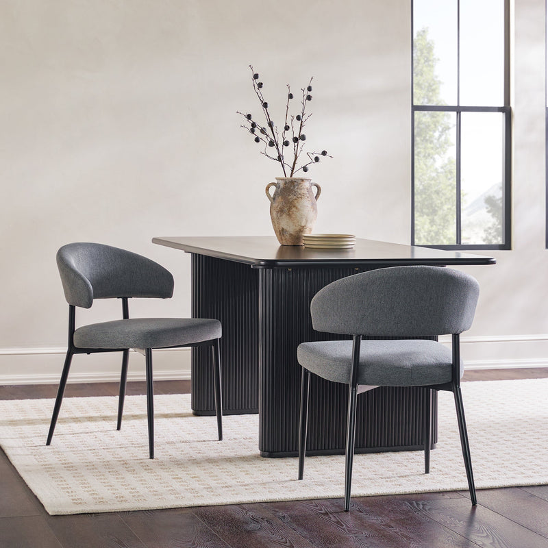 Alexis Modern Upholstered Curved Dining Chair, set of 2