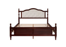 Pine Wooden Bed With Upholstered Headboard And Panel Footboard, With Two Bed Rail Support Feet And Central Platform Support Feet by HouseOfZazla
