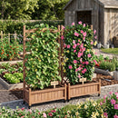 Raised Garden Bed With Trellis 2 Pack, Outdoor Planter Box & Plant Stand With Climbing Racks - Brown by HouseOfZazla