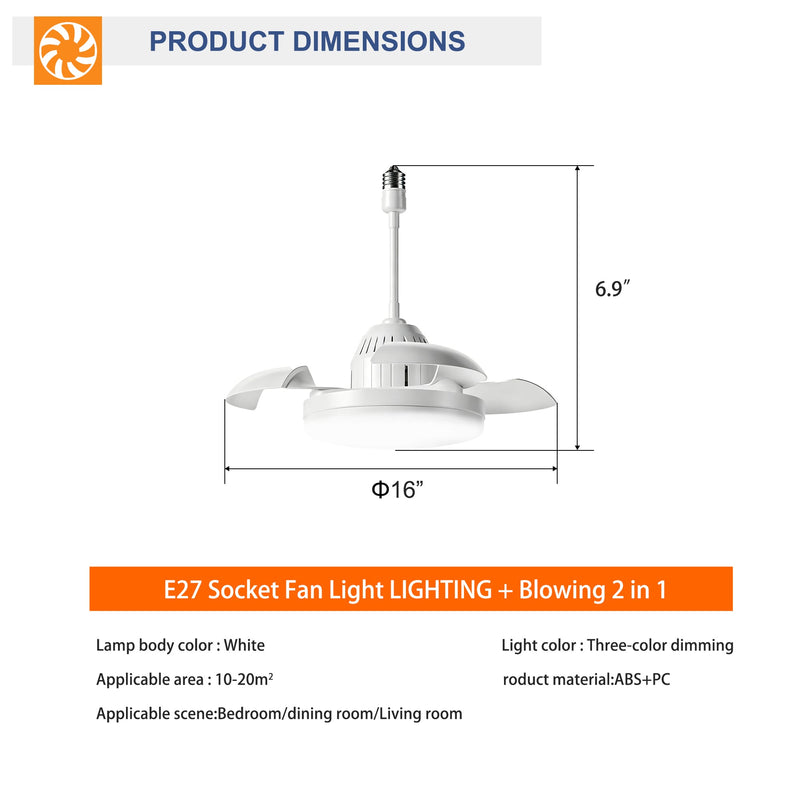 Bulb-Type Small Ceiling Fan with Retractable Blades and Remote Control, photo 8 of 10