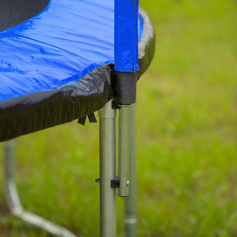 15FT Trampoline with Basketball Hoop Inflator and Ladder (Inner Safety Enclosure) Blue