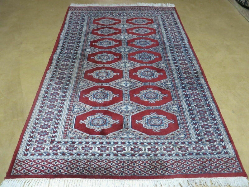 4' X 6' Vintage Handmade Pakistan Turkoman Bokhara Fine Woven Wool Rug Nice