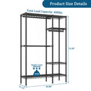 Freestanding Clothes Rack With 6 Adjustable Wire Shelves And 3 Garment Rails - Black