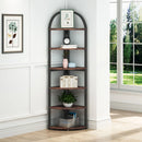 Tall 6 Tier Corner Shelf, Freestanding Bookshelf For Living Room - Rustic Brown by HouseOfZazla