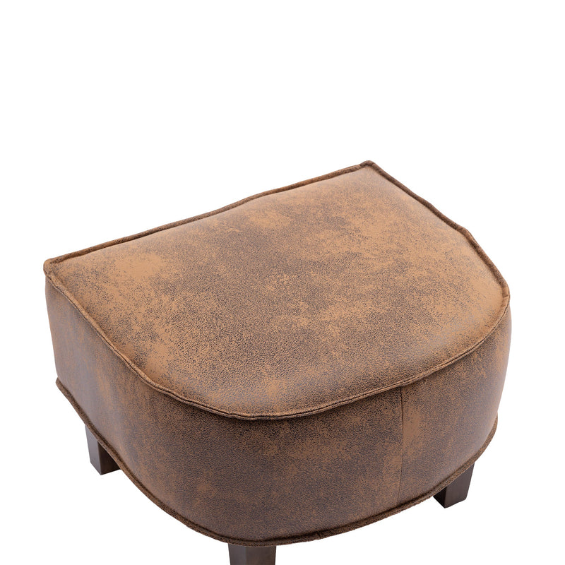 Accent Chair with Ottoman, Mid Century Modern Barrel Chair Upholstered Club Tub Round Arms Chair for Living Room