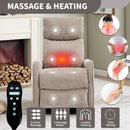 Khaki Heat Massage Manual Recliner Chair with Rocker and Swivel in Fabric for Living Room by HouseOfZazla