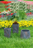 9.4x9.4x18.1' Cement Planter Large, Indoor Outdoor Garden Functional Decor by HouseOfZazla