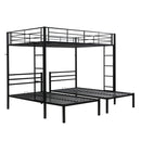 Modern Metal Triple Bunk Bed With Vertical Ladder, Safety Rail, And Storage Shelf - Black by HouseOfZazla