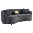 Luxe Upholstered Curved Sofa With Trim And Diamond Quilting - Dark Gray by HouseOfZazla