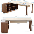 L-Shaped Executive Desk With Storage Cabinet, Home Office Workstation With Shelves - White / Walnut by HouseOfZazla