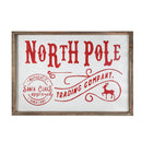 Iron / Wood North Pole Trading Company Wall Sign, For Christmas Holiday Table Wall Decor - White / Red