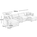 Modern Oversized Modular Cushion Sofa With Ottoman, Low Back, Deep Seating Sofa Set by Unique Piece Furniture