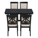 5-Piece Retro Dining Set, Rectangular Wooden Dining Table and 4 Upholstered Chairs for Dining Room and Kitchen (Black)