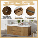 Double Sink Bathroom Vanity, Cabinet & Soft Close Doors, Divided Drawers, Wall Mounted Storage - Wood by HouseOfZazla