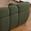 64.96 length, 35.83" deepth, human body structure for USA people, marshmallow sofa,boucle sofa, 2 seater, olive green BOUCLE