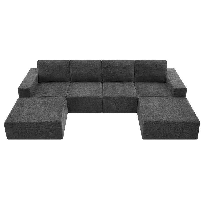 Walker Edison | Chenille Modular U-Shaped Sectional Sofa