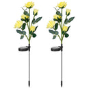 2Pcs Solar Powered Lights Outdoor Rose Flower LED Decorative Lamp Water Resistant Pathway Stake Lights For Garden Patio Yard Walkway