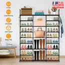 9 Tiers Shoe Rack Metal Shoe Storage Shelf Free Standing Large Shoe Stand 50-55 Pairs Shoe Tower Unit Tall Shoe Organizer with 2 HooksÊfor Entryway Cl