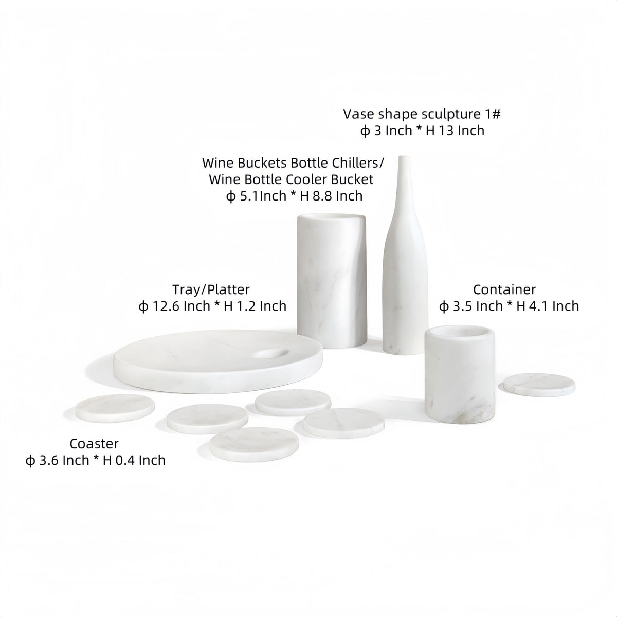 10 Pieces Luxury Natural Marble Dining Room Accessories Set, photo 24 of 33