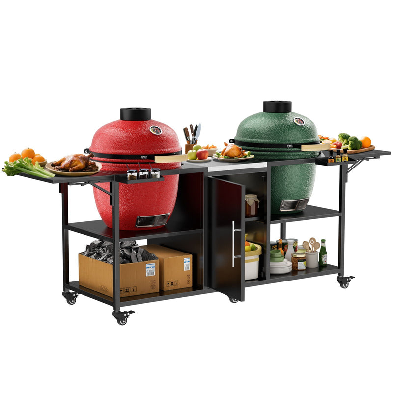 Outdoor Grill Cart For 2 Big Egg - Black / Silver, photo 8 of 12