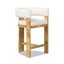 Vavona - Burl Upholstered Barrel Back Counter Height Bar Stool - Polar Off White by HouseOfZazla