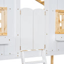 House Bunk Bed With Roof, Window, Window Box, Door, With Safety Guardrails And Ladder by HouseOfZazla