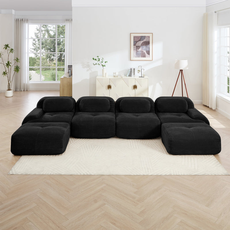 U-Shaped Modular Sofa with Breathable Corduroy Fabric, photo 2 of 10