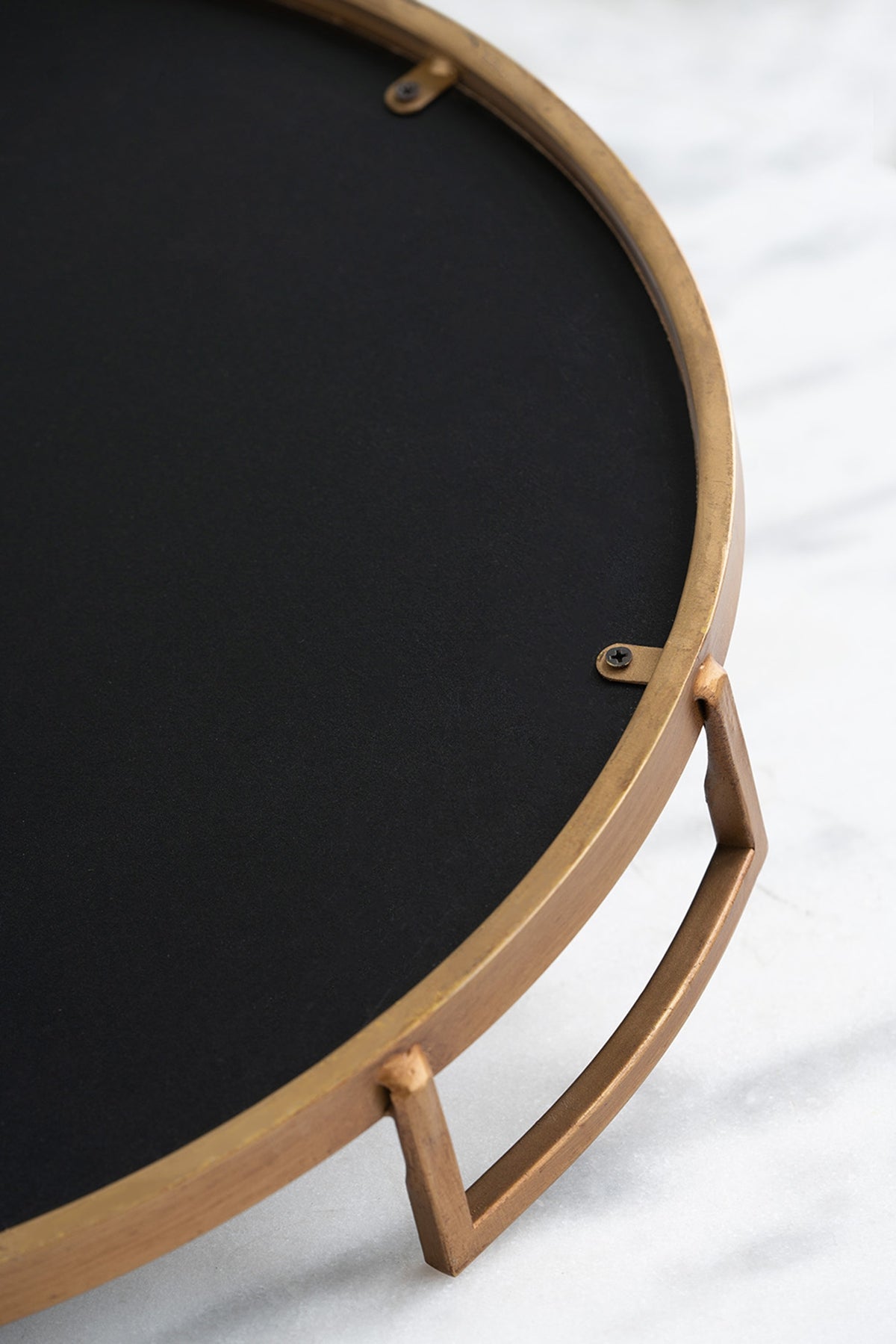 S/2 Round Decorative Tray with Abstract Marbled Design, photo 5 of 10