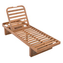 Acacia Wood Lounger with PE Rattan & Cross-Stretcher Side Table Set