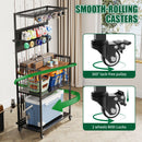 Fishing Rod Storage Rack With Pegboard, Rolling Tackle Organizer Cart - Black by HouseOfZazla